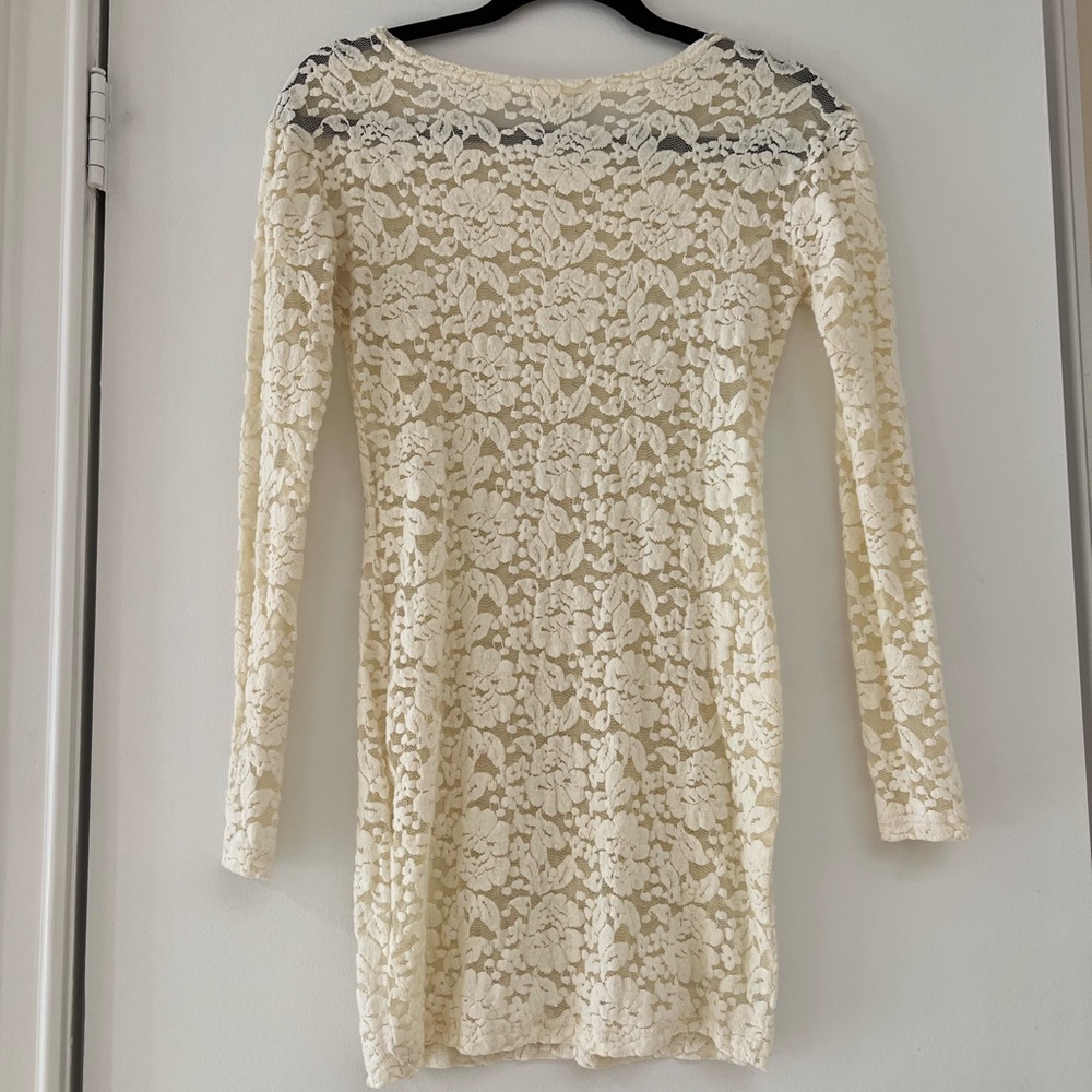 Tobi white lace bodycon mini dress